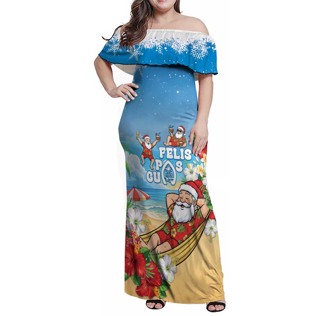 Guam Christmas Family Matching Off Shoulder Maxi Dress and Hawaiian Shirt Felis Pasgua Chilling Santa - Polynesian Pride