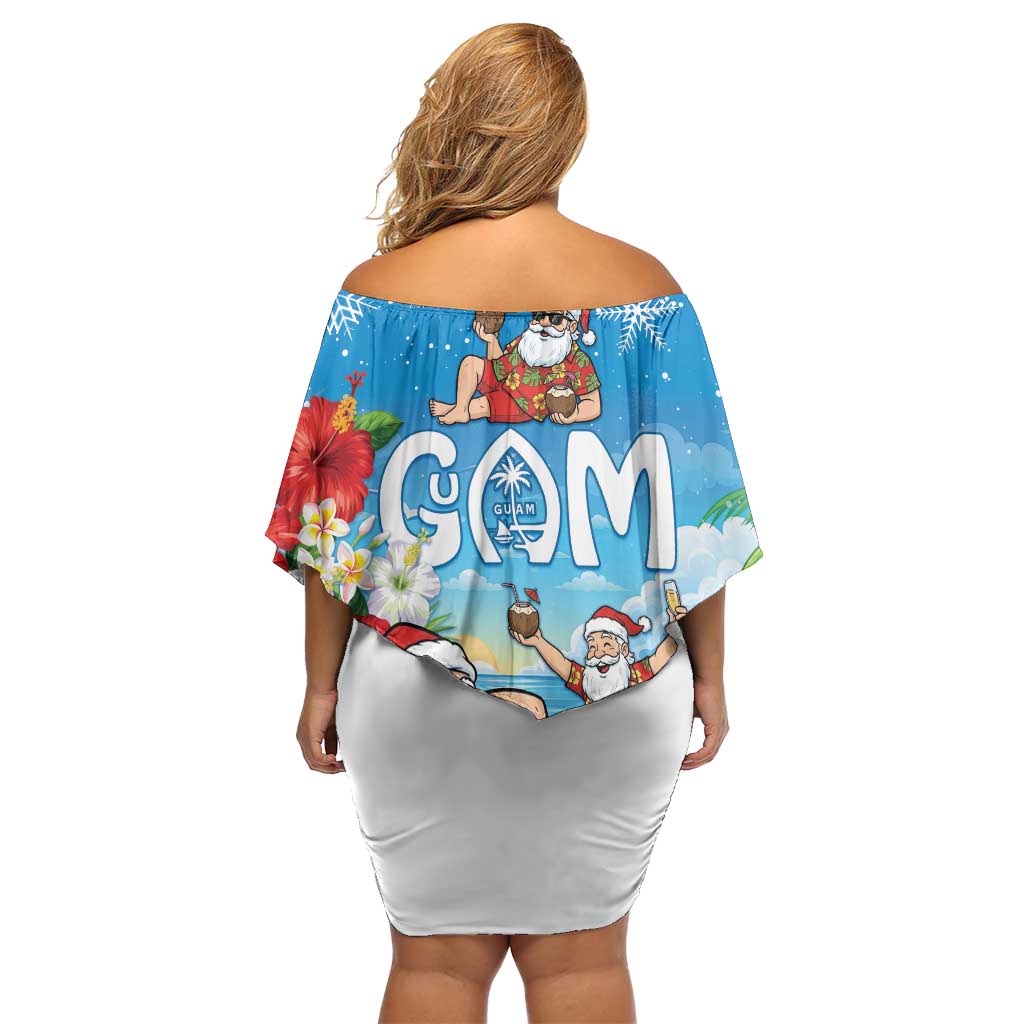 Guam Christmas Family Matching Off Shoulder Short Dress and Hawaiian Shirt Felis Pasgua Chilling Santa - Polynesian Pride