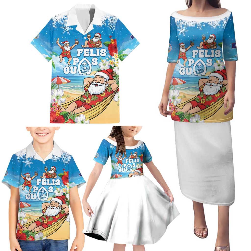 Guam Christmas Family Matching Puletasi and Hawaiian Shirt Felis Pasgua Chilling Santa - Polynesian Pride