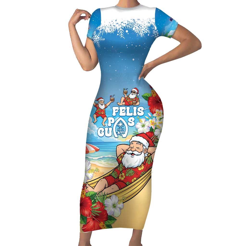 Guam Christmas Family Matching Short Sleeve Bodycon Dress and Hawaiian Shirt Felis Pasgua Chilling Santa - Polynesian Pride