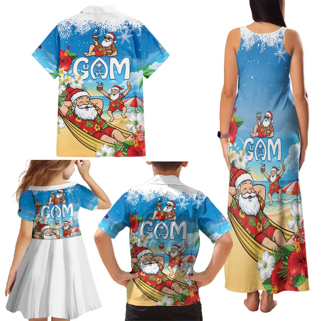 Guam Christmas Family Matching Tank Maxi Dress and Hawaiian Shirt Felis Pasgua Chilling Santa - Polynesian Pride
