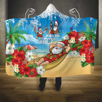Guam Christmas Hooded Blanket Felis Pasgua Chilling Santa - Polynesian Pride