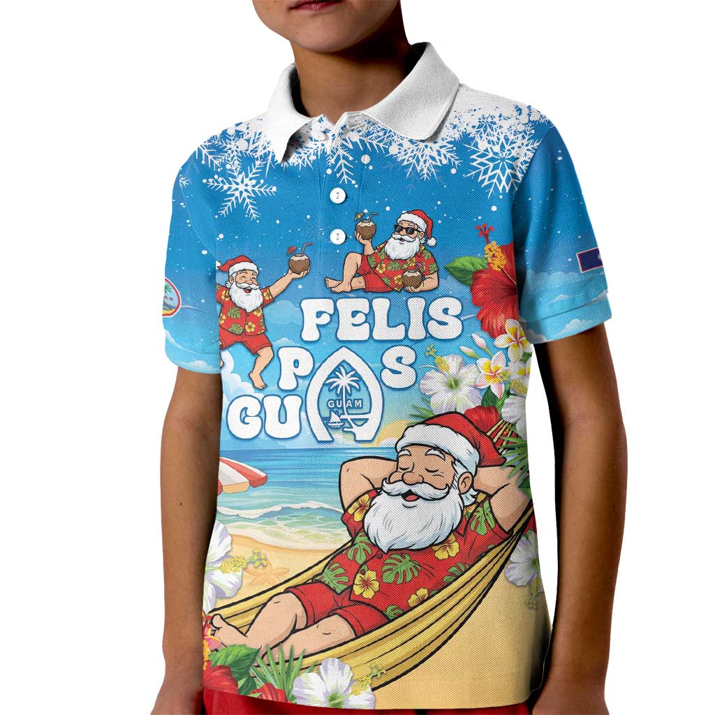 Guam Christmas Kid Polo Shirt Felis Pasgua Chilling Santa - Polynesian Pride