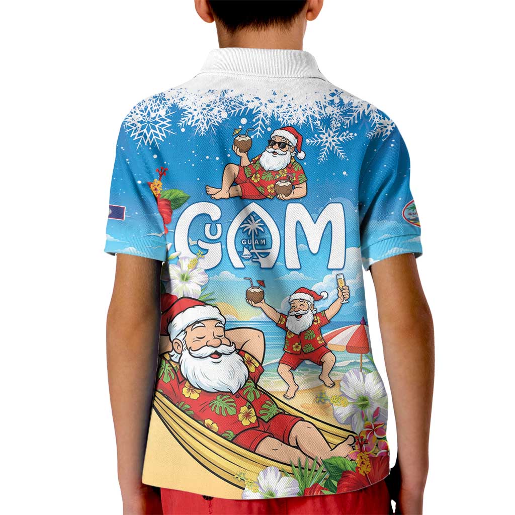 Guam Christmas Kid Polo Shirt Felis Pasgua Chilling Santa - Polynesian Pride