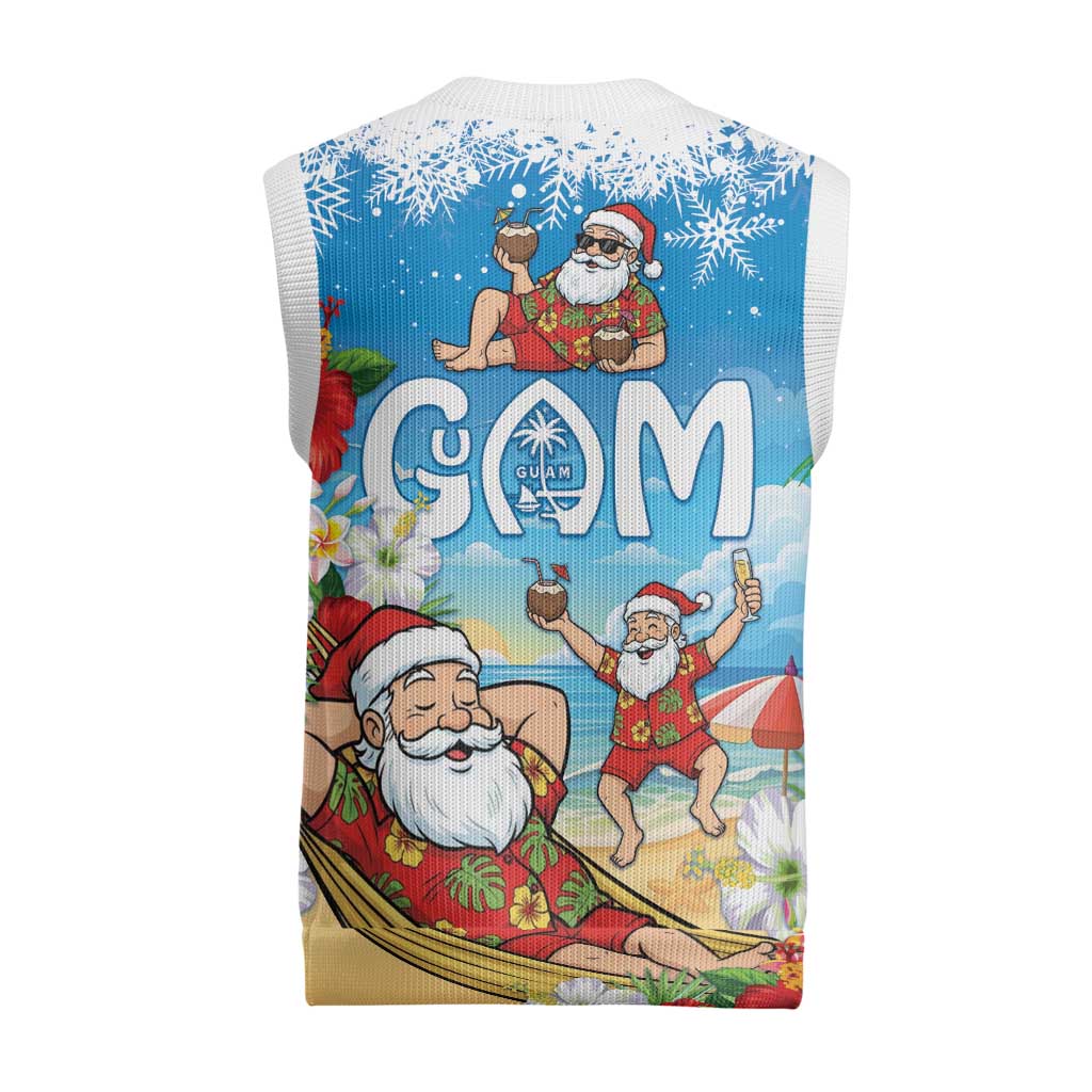 Guam Christmas Knitted V-Neck Vest Felis Pasgua Chilling Santa - Polynesian Pride