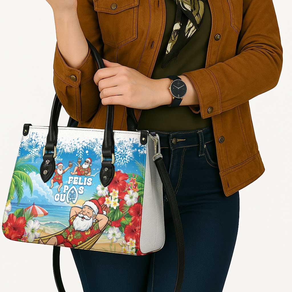 Guam Christmas Leather Bag Felis Pasgua Chilling Santa - Polynesian Pride