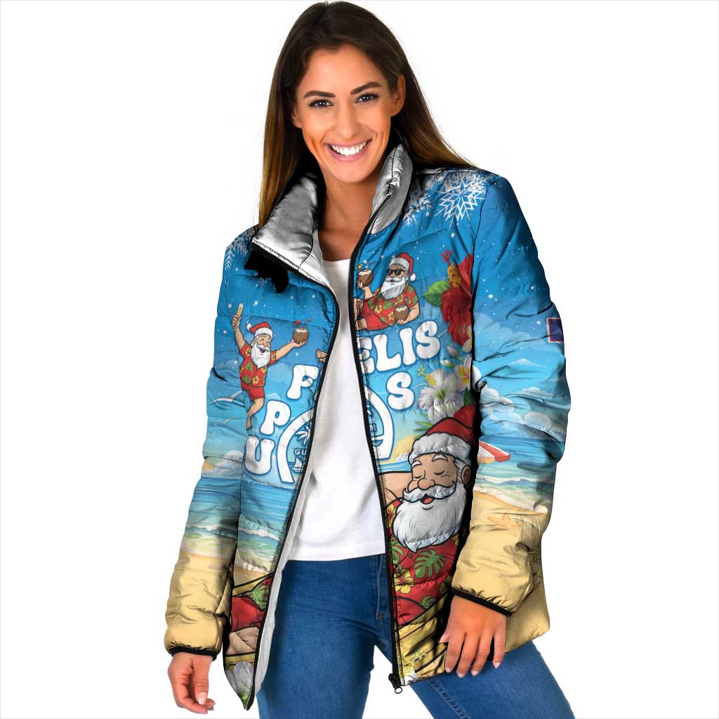 Guam Christmas Padded Jacket Felis Pasgua Chilling Santa - Polynesian Pride