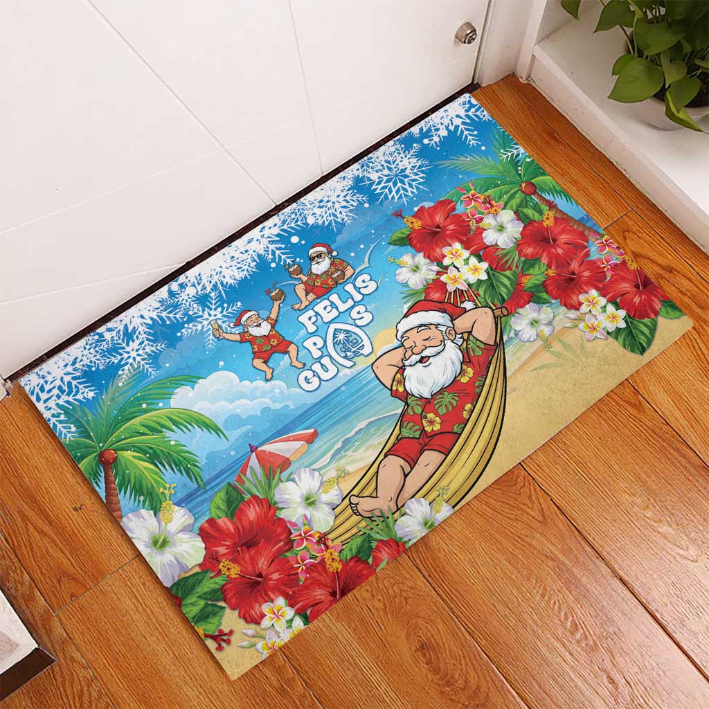 Guam Christmas Rubber Doormat Felis Pasgua Chilling Santa - Polynesian Pride