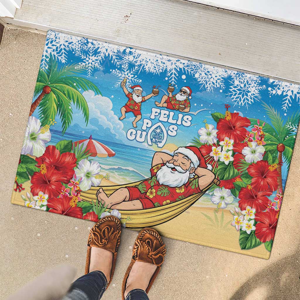 Guam Christmas Rubber Doormat Felis Pasgua Chilling Santa - Polynesian Pride
