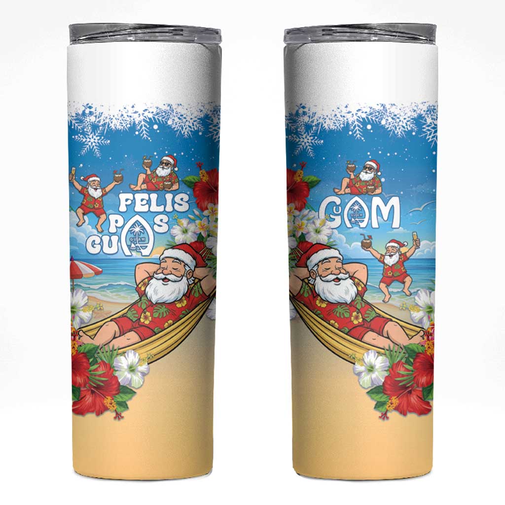 Guam Christmas Skinny Tumbler Felis Pasgua Chilling Santa - Polynesian Pride