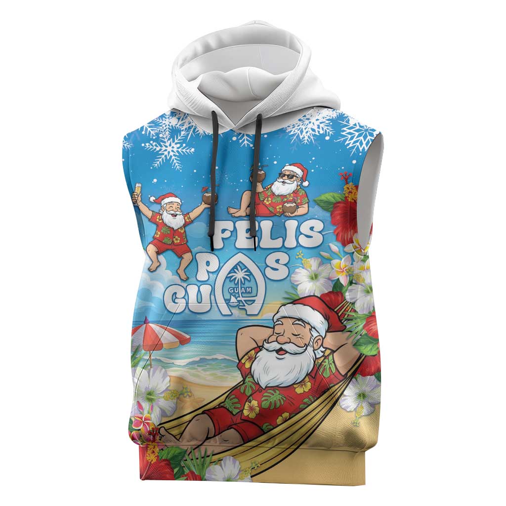 Guam Christmas Sleeveless Hoodie Felis Pasgua Chilling Santa - Polynesian Pride