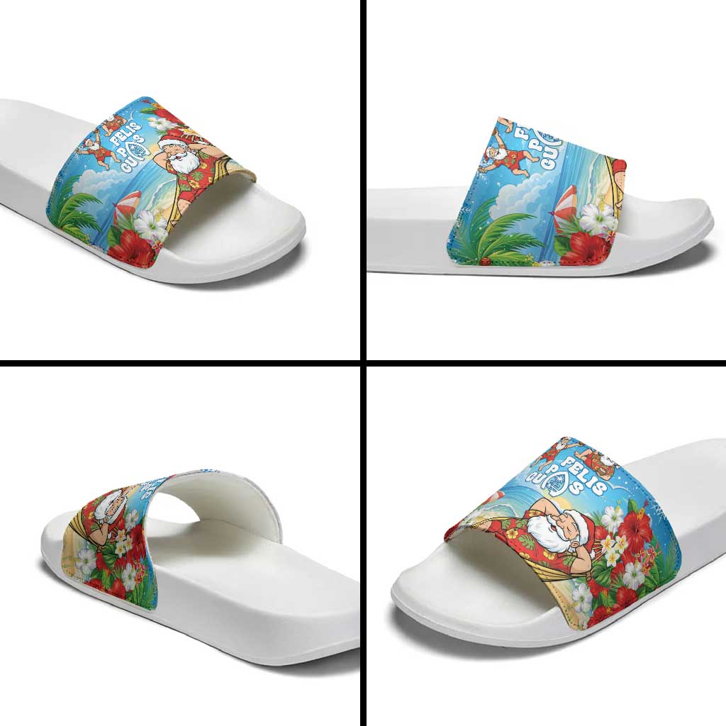Guam Christmas Slide Sandals Felis Pasgua Chilling Santa - Polynesian Pride