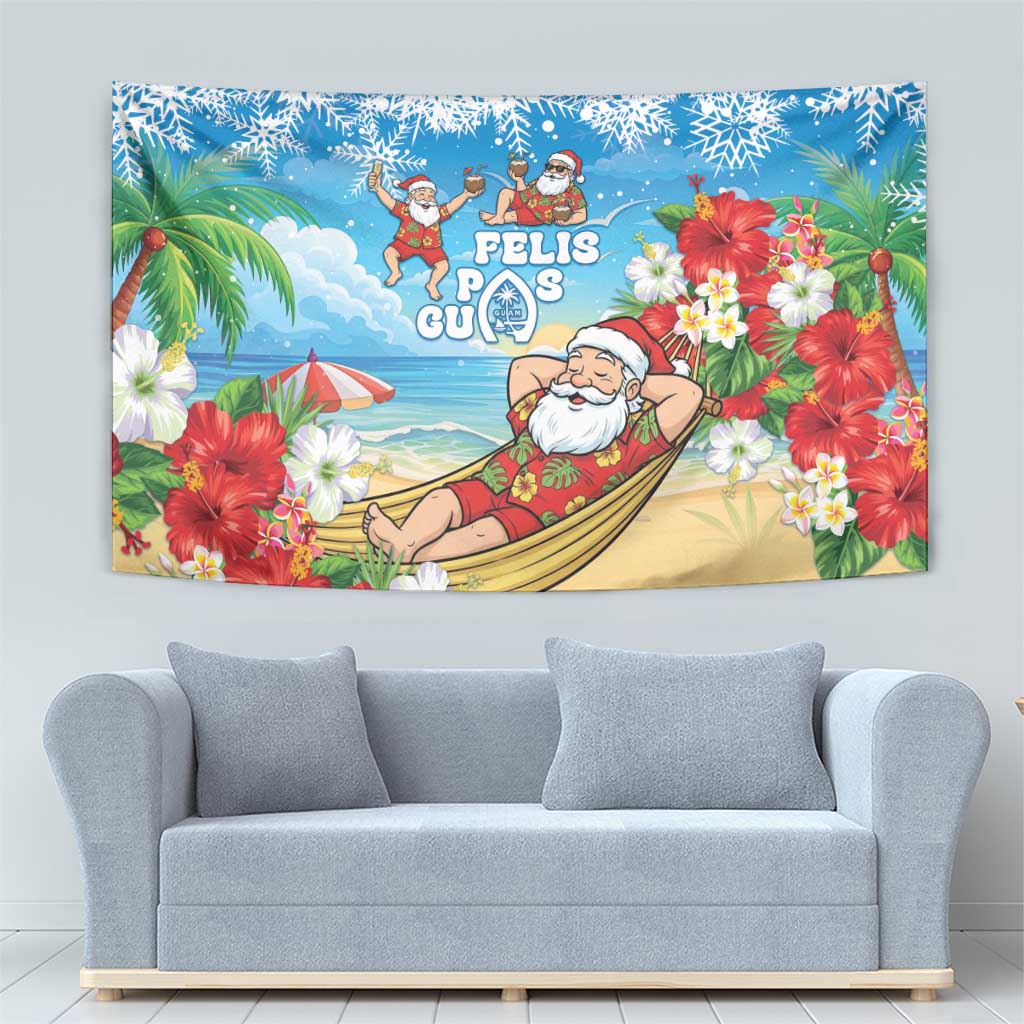 Guam Christmas Tapestry Felis Pasgua Chilling Santa - Polynesian Pride