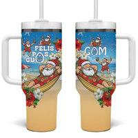 Guam Christmas Tumbler With Handle Felis Pasgua Chilling Santa - Polynesian Pride