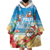 Guam Christmas Wearable Blanket Hoodie Felis Pasgua Chilling Santa - Polynesian Pride