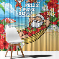 Guam Christmas Window Curtain Felis Pasgua Chilling Santa - Polynesian Pride