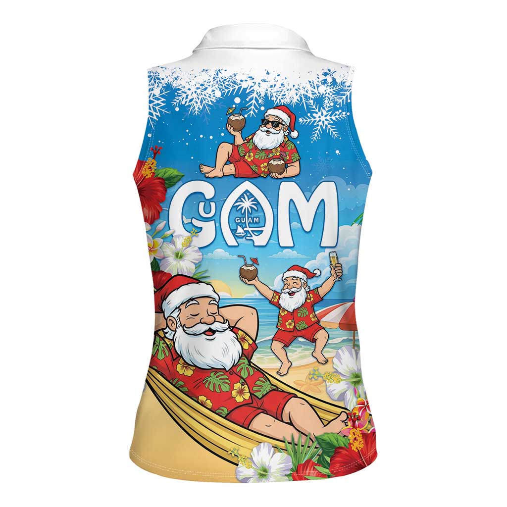 Guam Christmas Women Sleeveless Polo Shirt Felis Pasgua Chilling Santa - Polynesian Pride