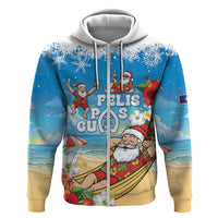 Guam Christmas Zip Hoodie Felis Pasgua Chilling Santa - Polynesian Pride