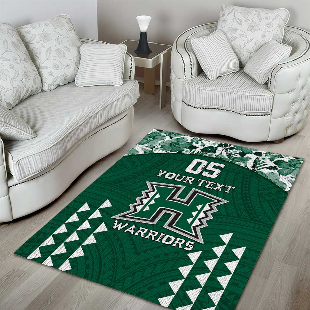 Custom Hawaii Football Area Rug Rainbow Warriors Tropical Vibes - Polynesian Pride