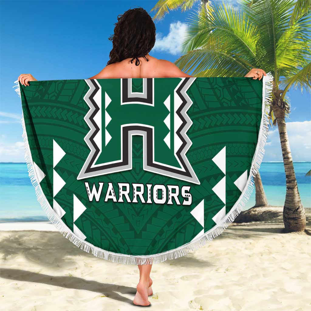 Custom Hawaii Football Beach Blanket Rainbow Warriors Tropical Vibes - Polynesian Pride