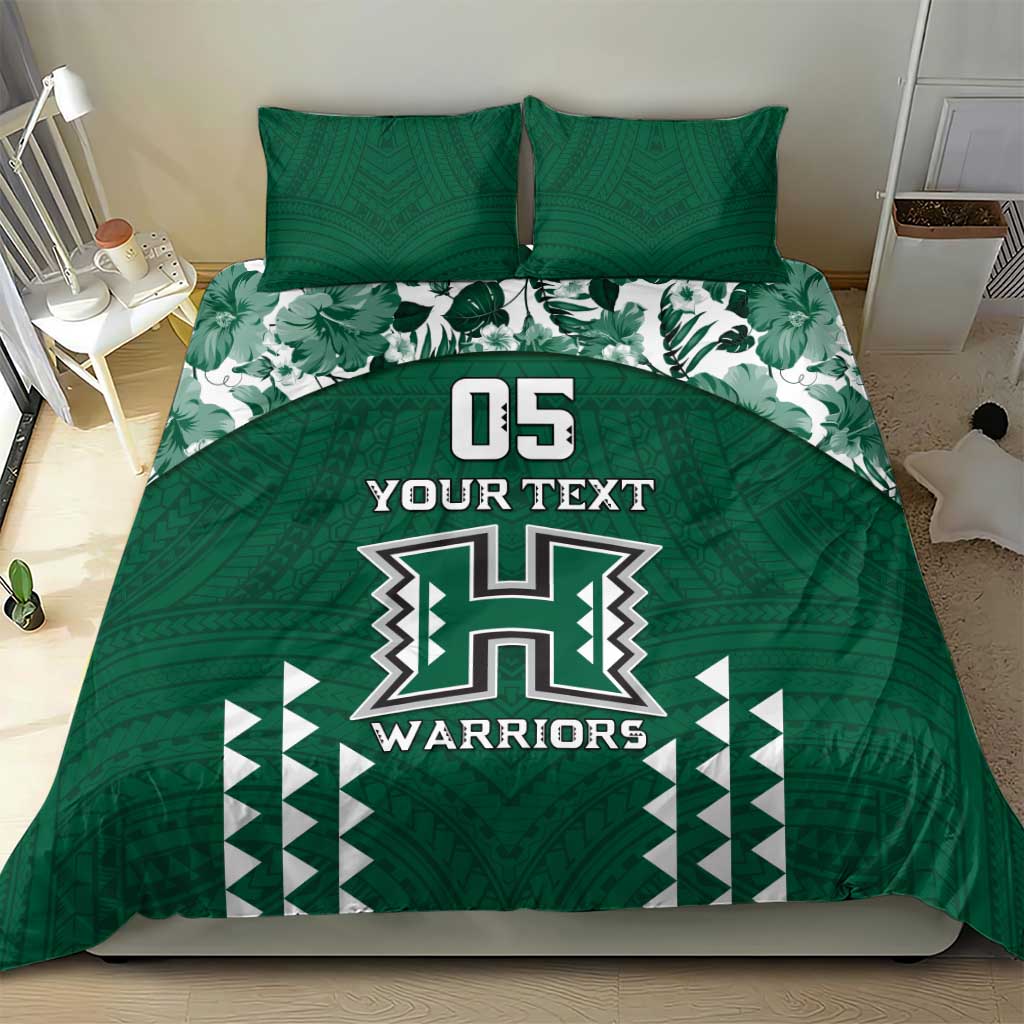 Custom Hawaii Football Bedding Set Rainbow Warriors Tropical Vibes - Polynesian Pride