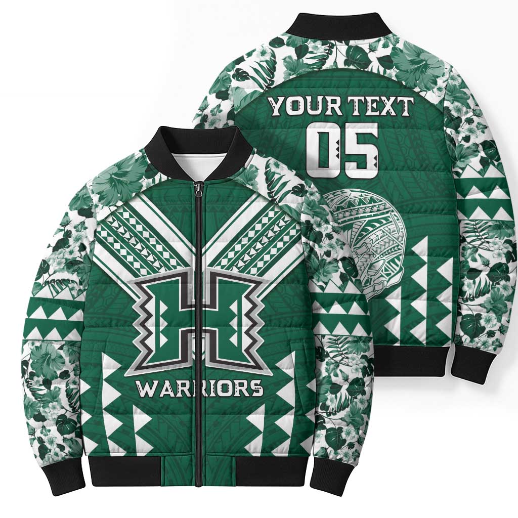 Custom Hawaii Football Bomber Puffer Jacket Rainbow Warriors Tropical Vibes - Polynesian Pride