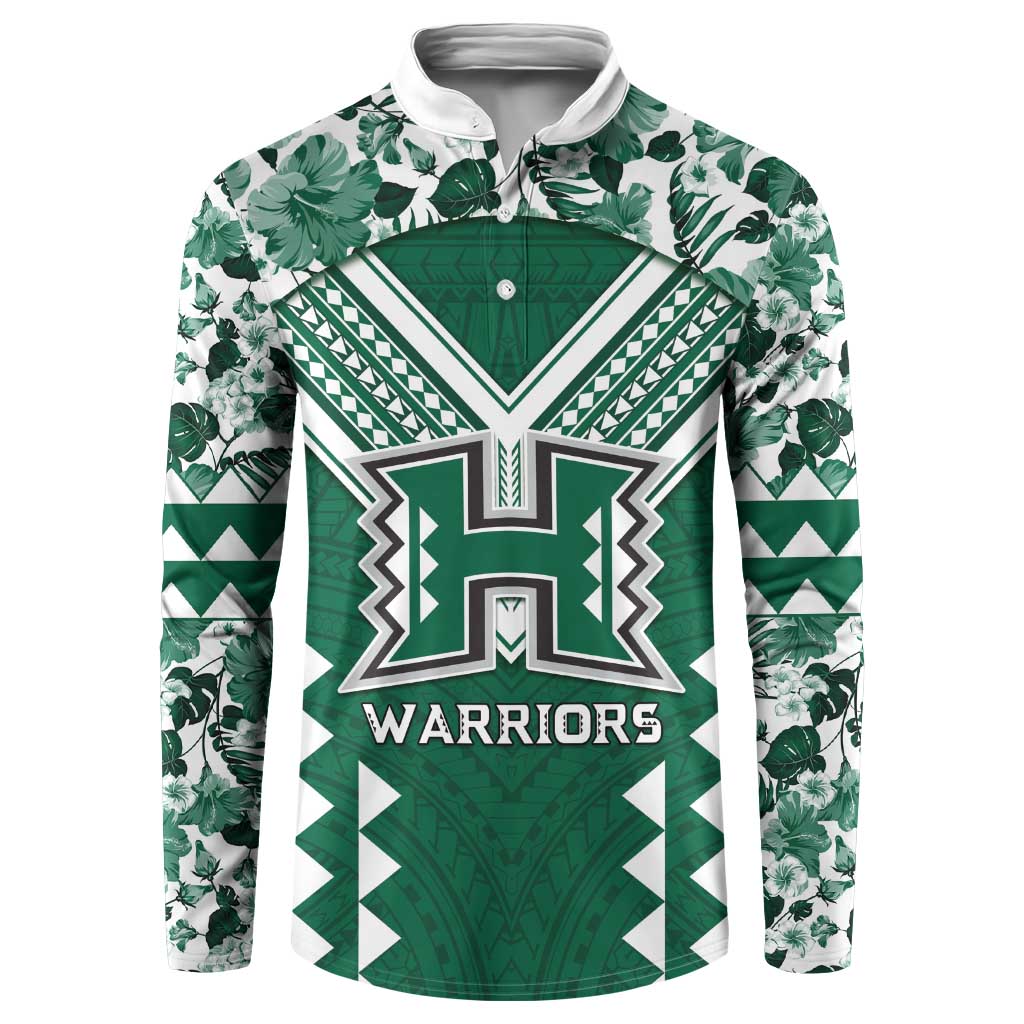 Custom Hawaii Football Button Sweatshirt Rainbow Warriors Tropical Vibes - Polynesian Pride