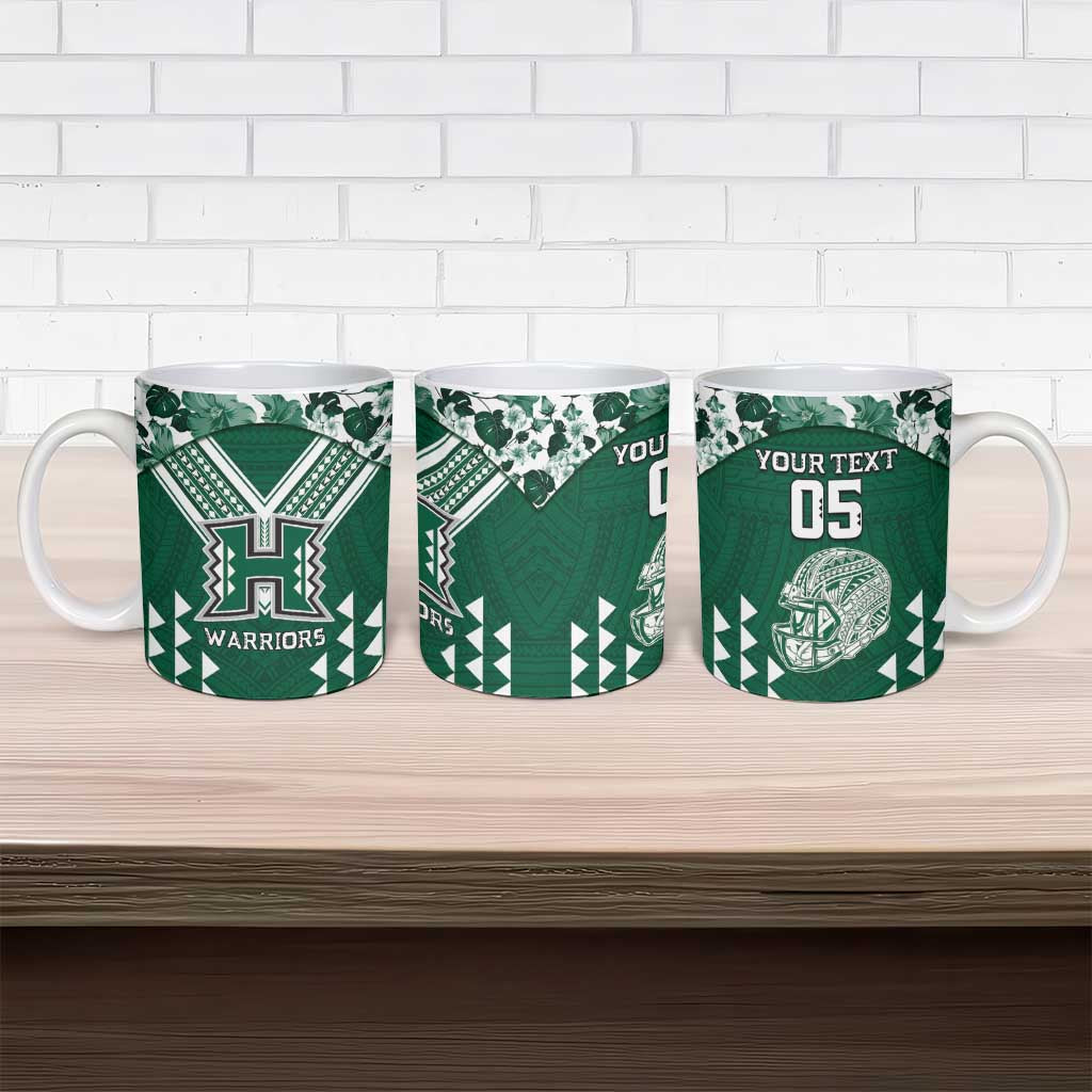 Custom Hawaii Football Ceramic Mug Rainbow Warriors Tropical Vibes - Polynesian Pride