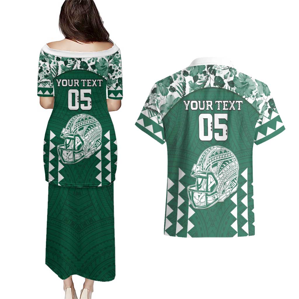 Custom Hawaii Football Couples Matching Puletasi and Hawaiian Shirt Rainbow Warriors Tropical Vibes - Polynesian Pride