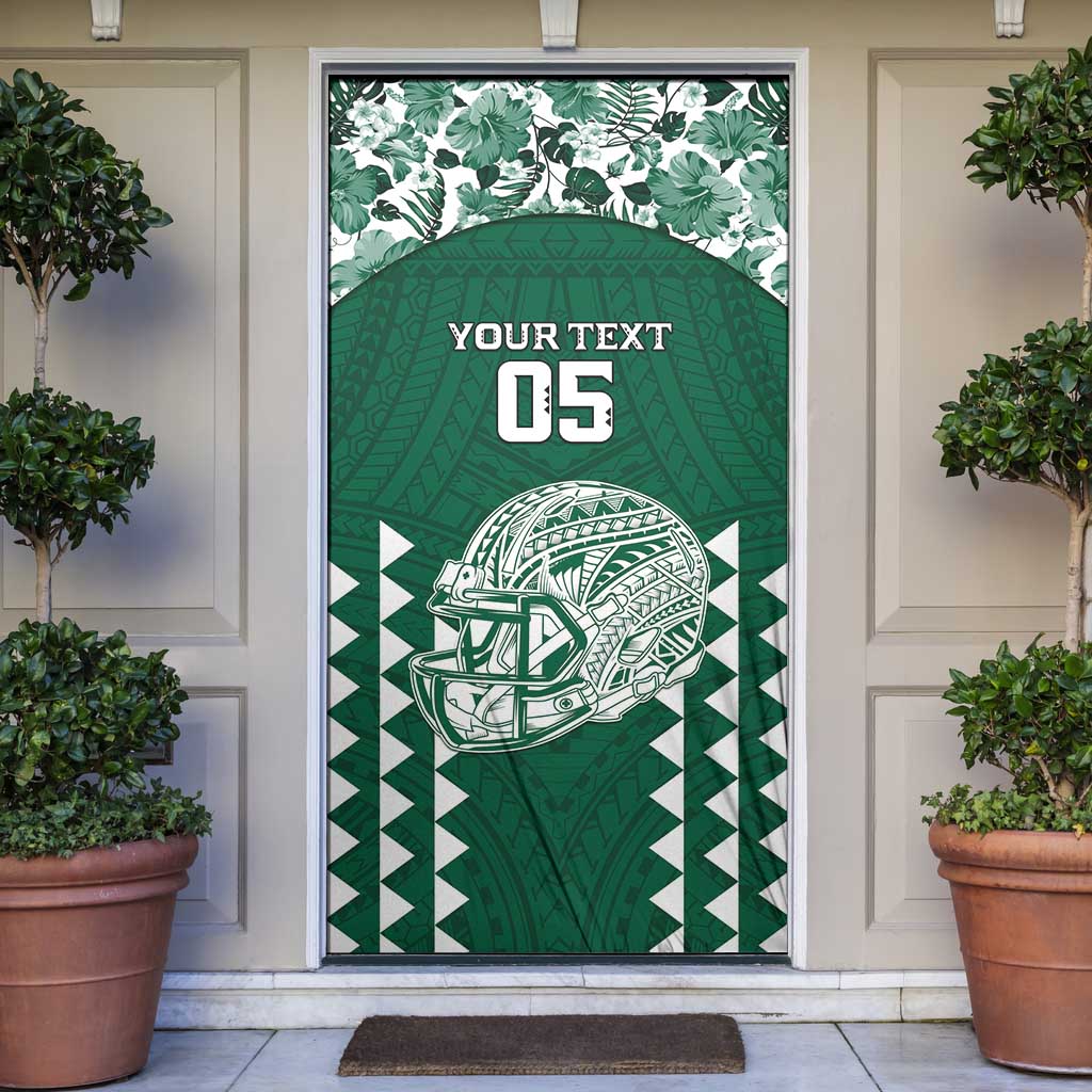Custom Hawaii Football Door Cover Rainbow Warriors Tropical Vibes - Polynesian Pride