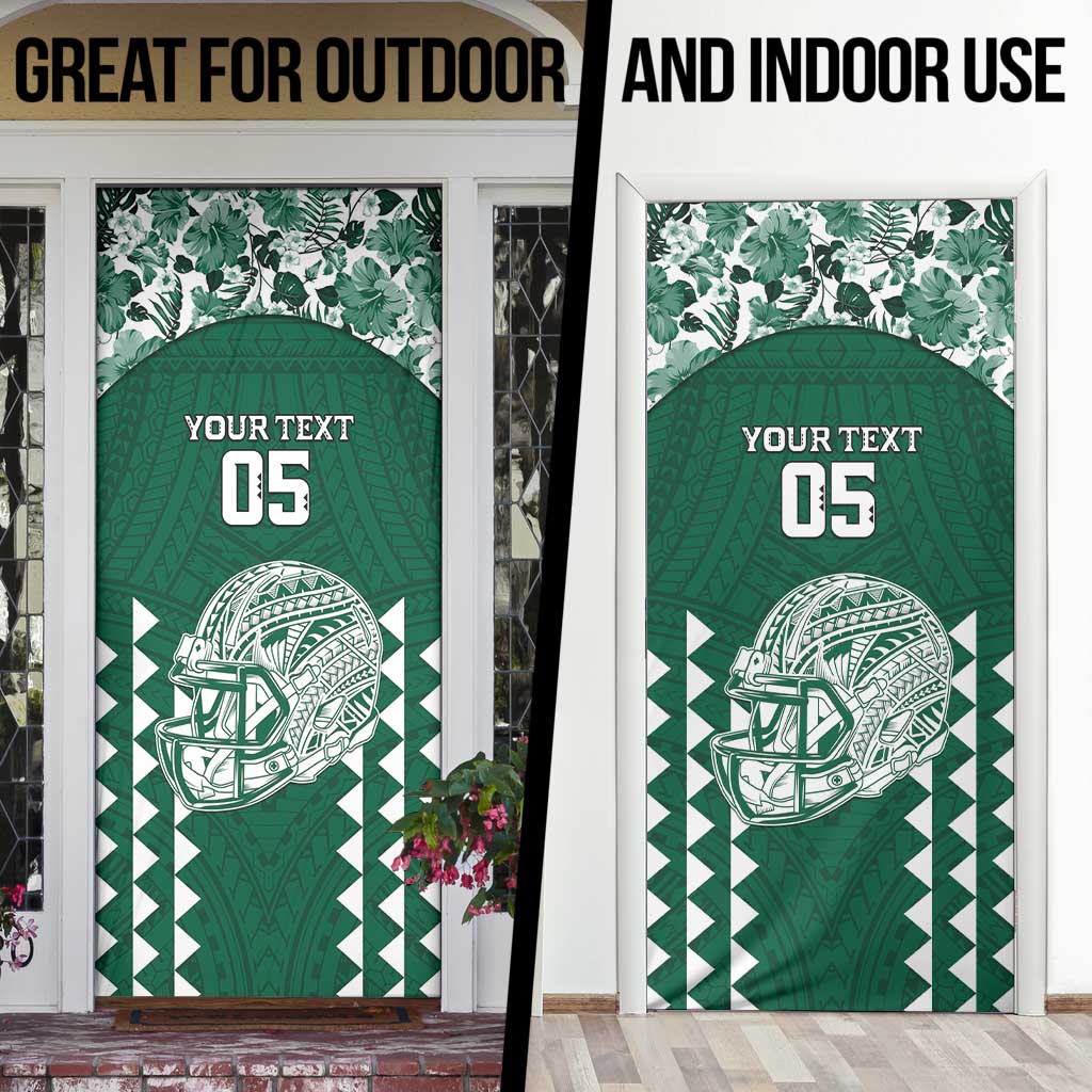 Custom Hawaii Football Door Cover Rainbow Warriors Tropical Vibes - Polynesian Pride