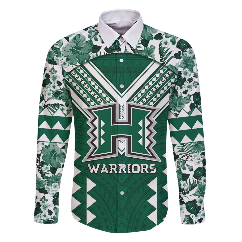 Custom Hawaii Football Family Matching Long Sleeve Bodycon Dress and Hawaiian Shirt Rainbow Warriors Tropical Vibes - Polynesian Pride