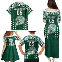 Custom Hawaii Football Family Matching Puletasi and Hawaiian Shirt Rainbow Warriors Tropical Vibes - Polynesian Pride