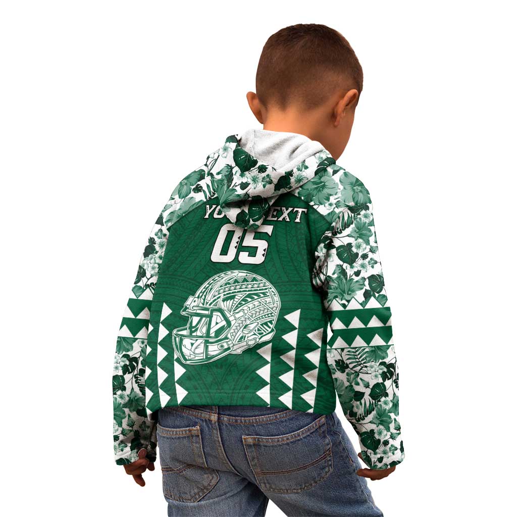 Custom Hawaii Football Kid Hoodie Rainbow Warriors Tropical Vibes - Polynesian Pride