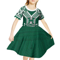 Custom Hawaii Football Kid Short Sleeve Dress Rainbow Warriors Tropical Vibes - Polynesian Pride