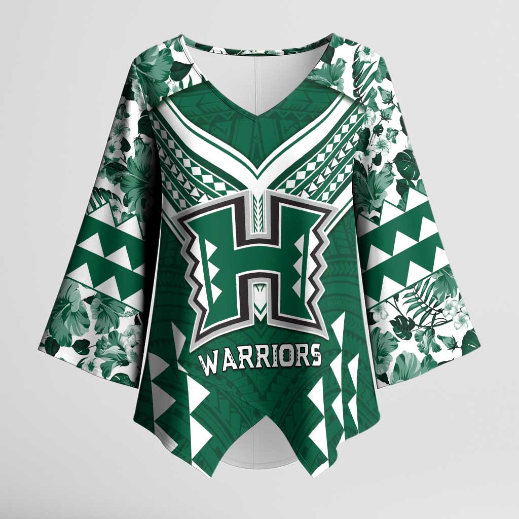 Custom Hawaii Football Kimono Sleeve Blouse Rainbow Warriors Tropical Vibes - Polynesian Pride