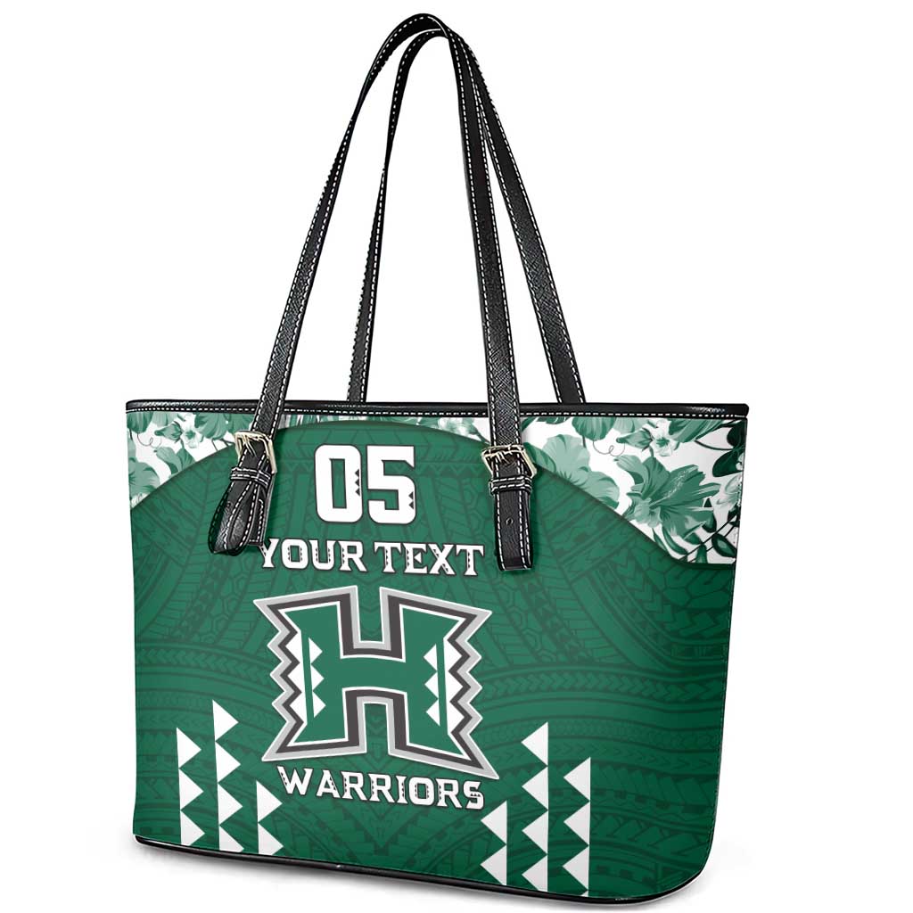 Custom Hawaii Football Leather Tote Bag Rainbow Warriors Tropical Vibes - Polynesian Pride