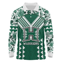 Custom Hawaii Football Long Sleeve Polo Shirt Rainbow Warriors Tropical Vibes - Polynesian Pride