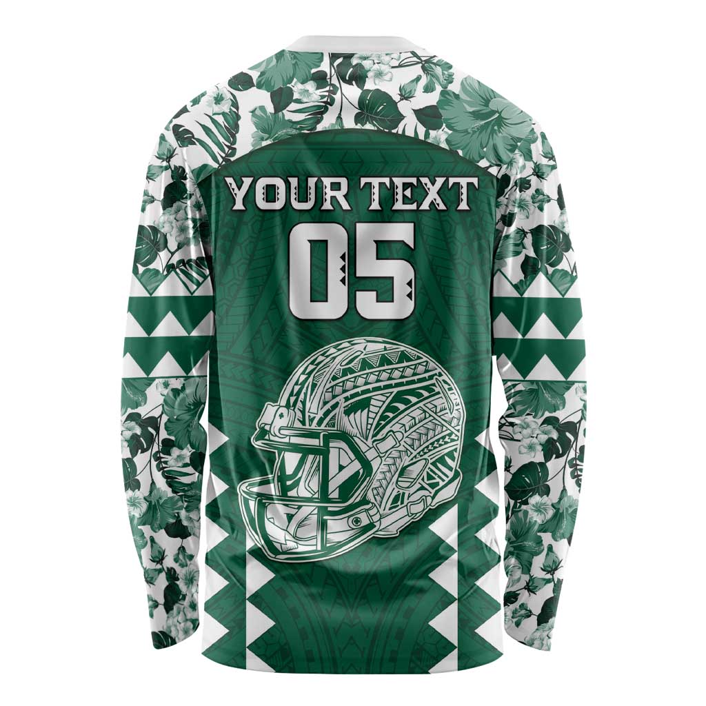 Custom Hawaii Football Long Sleeve Shirt Rainbow Warriors Tropical Vibes - Polynesian Pride