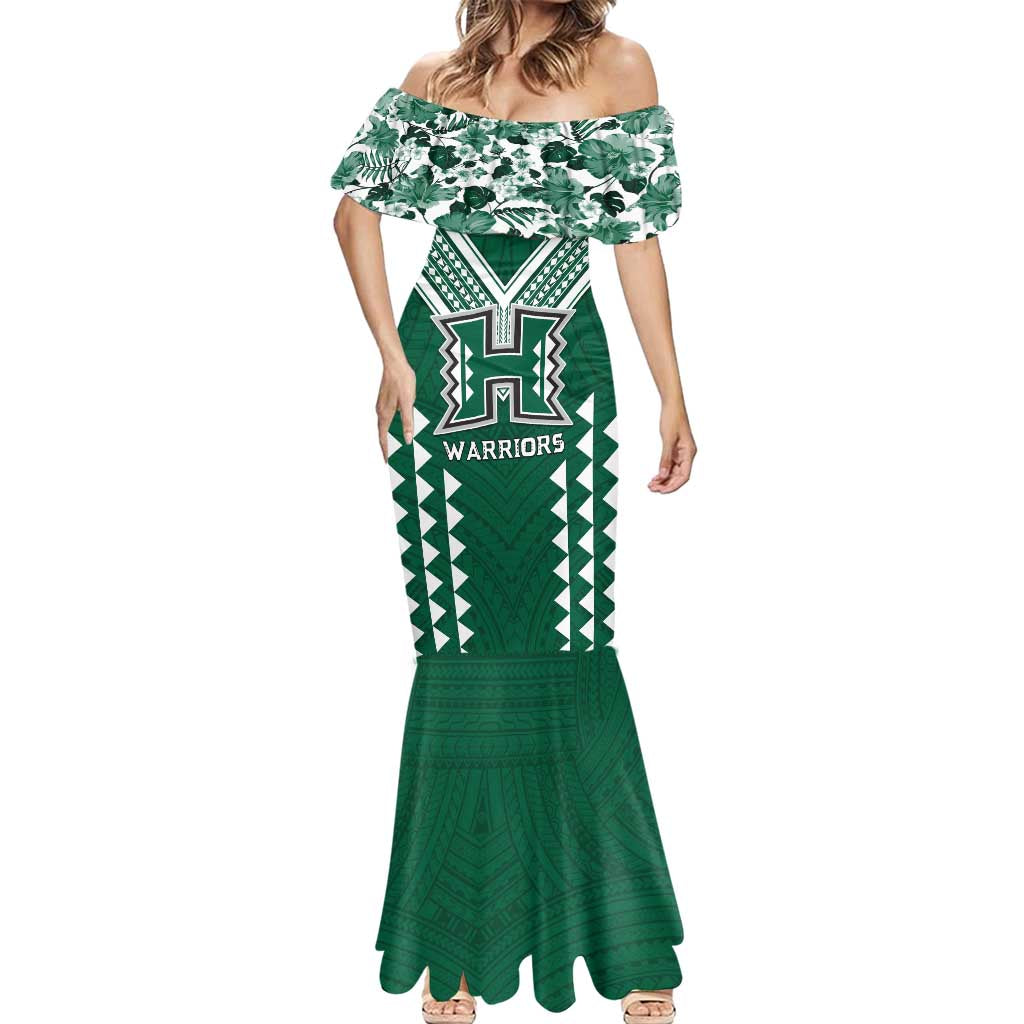 Custom Hawaii Football Mermaid Dress Rainbow Warriors Tropical Vibes - Polynesian Pride