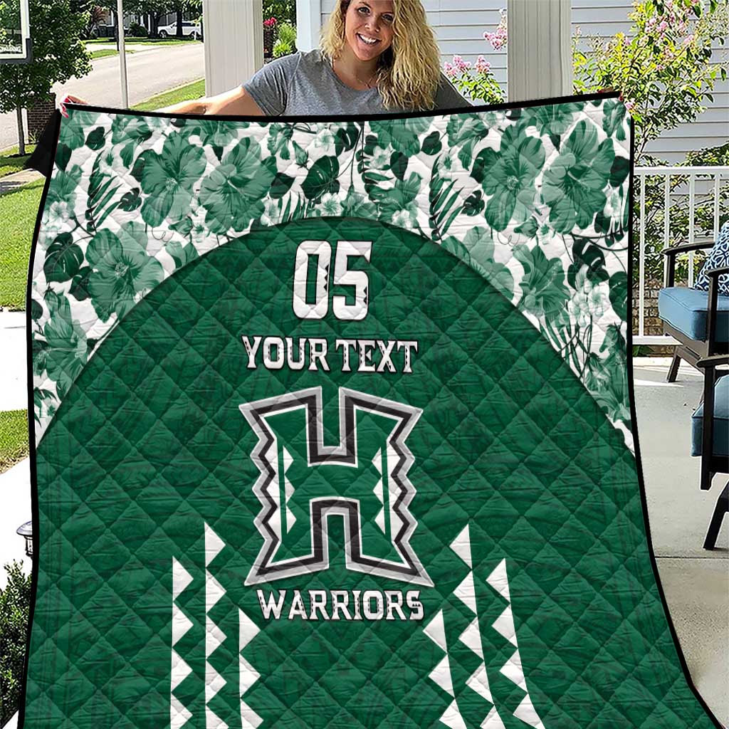 Custom Hawaii Football Quilt Rainbow Warriors Tropical Vibes - Polynesian Pride