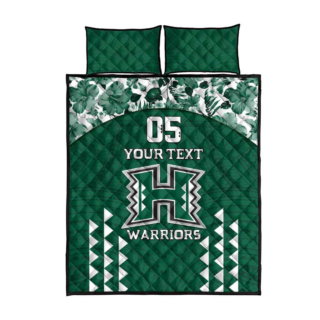 Custom Hawaii Football Quilt Bed Set Rainbow Warriors Tropical Vibes - Polynesian Pride