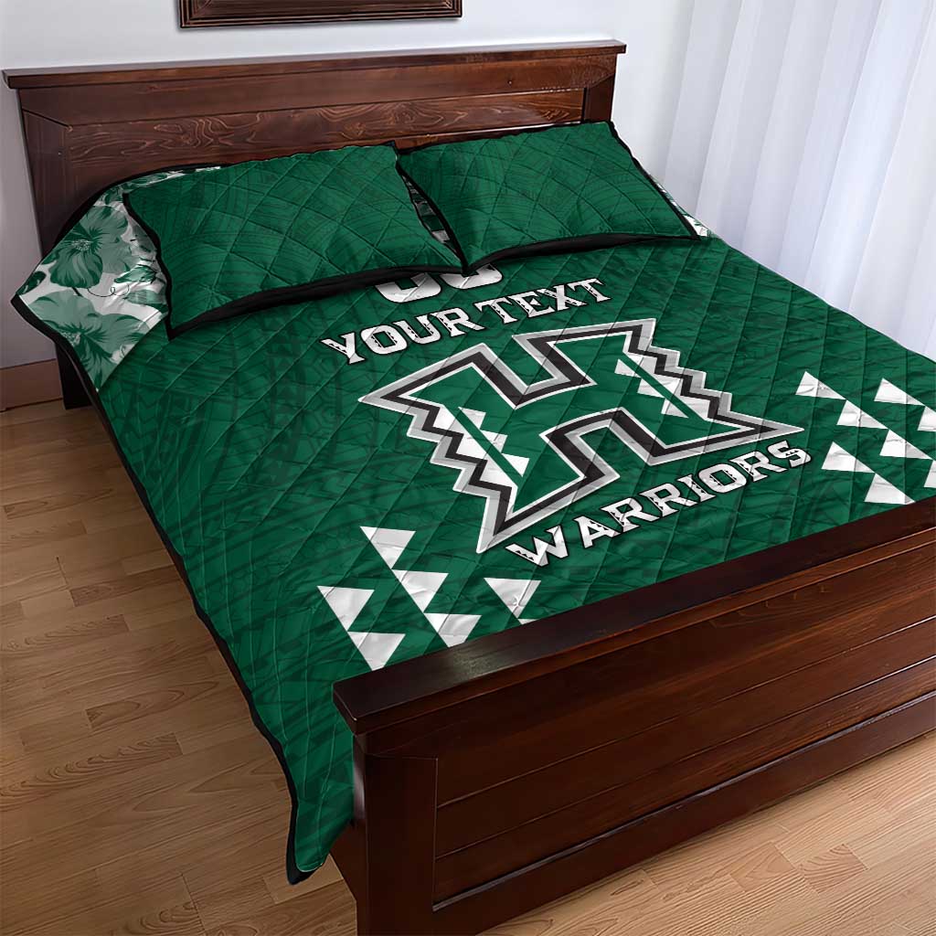 Custom Hawaii Football Quilt Bed Set Rainbow Warriors Tropical Vibes - Polynesian Pride