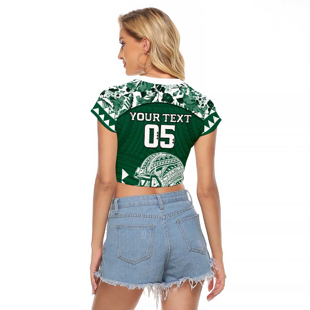 Custom Hawaii Football Raglan Cropped T Shirt Rainbow Warriors Tropical Vibes - Polynesian Pride