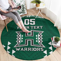 Custom Hawaii Football Round Carpet Rainbow Warriors Tropical Vibes - Polynesian Pride