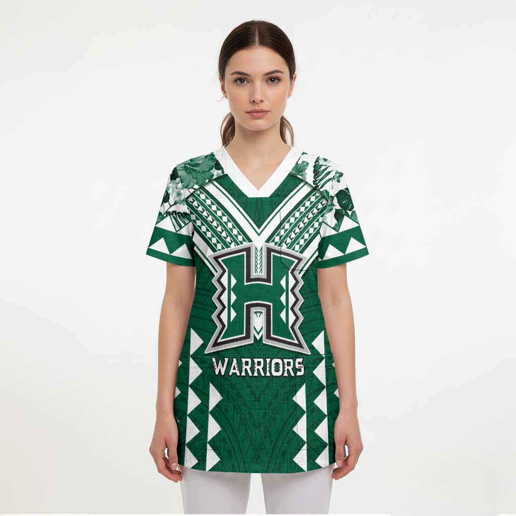Custom Hawaii Football Scrub Top Rainbow Warriors Tropical Vibes - Polynesian Pride