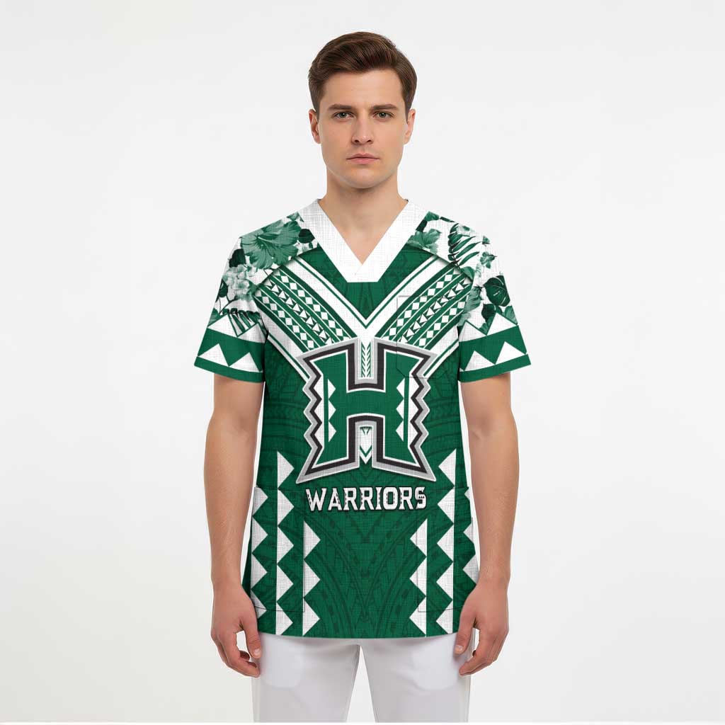 Custom Hawaii Football Scrub Top Rainbow Warriors Tropical Vibes - Polynesian Pride