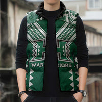 Custom Hawaii Football Sleeveless Puffer Jacket Rainbow Warriors Tropical Vibes - Polynesian Pride