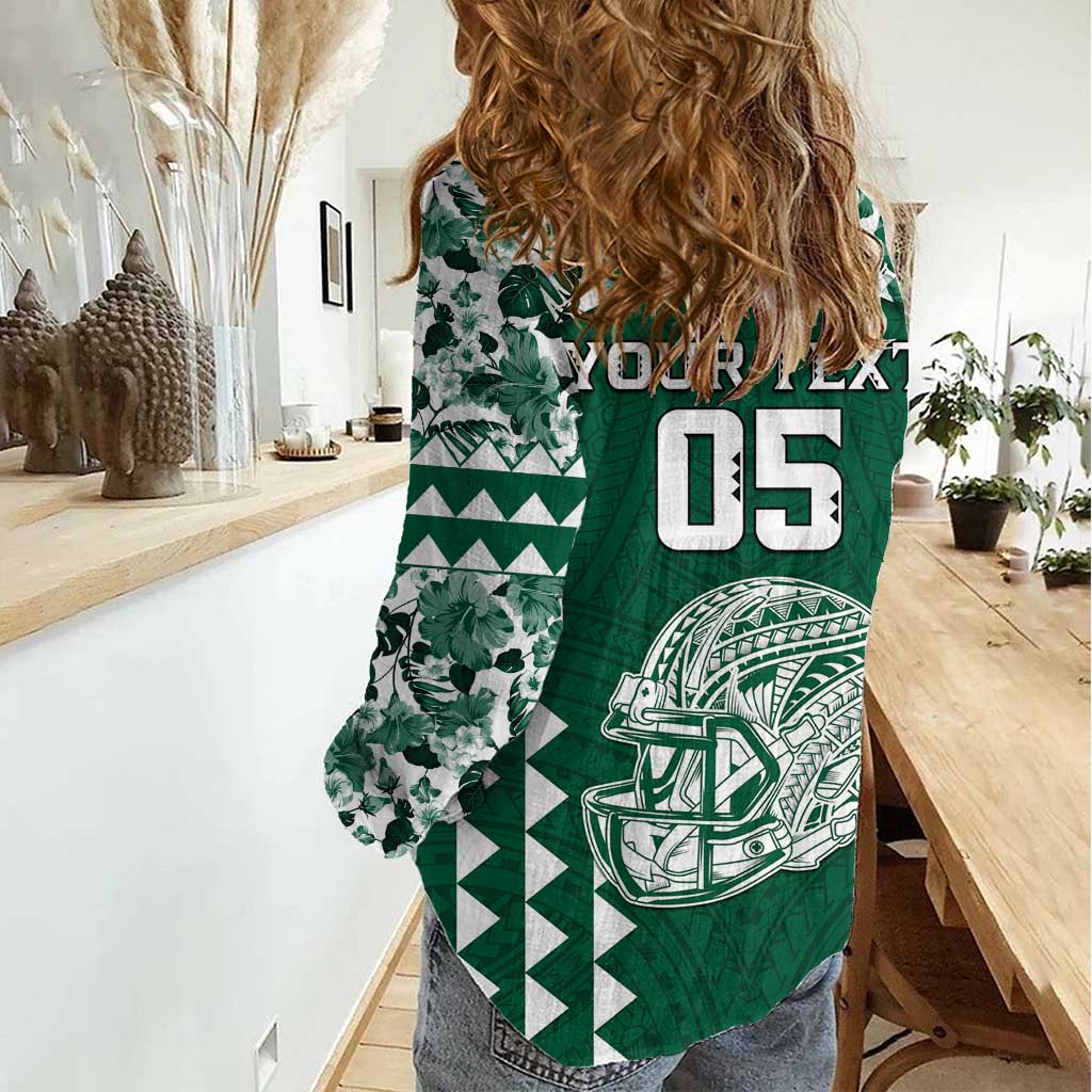 Custom Hawaii Football Women Casual Shirt Rainbow Warriors Tropical Vibes - Polynesian Pride