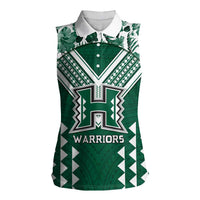 Custom Hawaii Football Women Sleeveless Polo Shirt Rainbow Warriors Tropical Vibes - Polynesian Pride